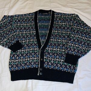 VTG Expressions International Mens Cardigan Sweater Size Large black